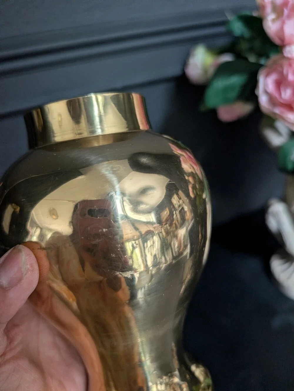 Vintage, Mid-Century Polished Brass Table Vase Urn w/ Lid Decor 10